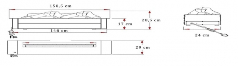 3D Su Buharlı Elektrikli Şömine 150