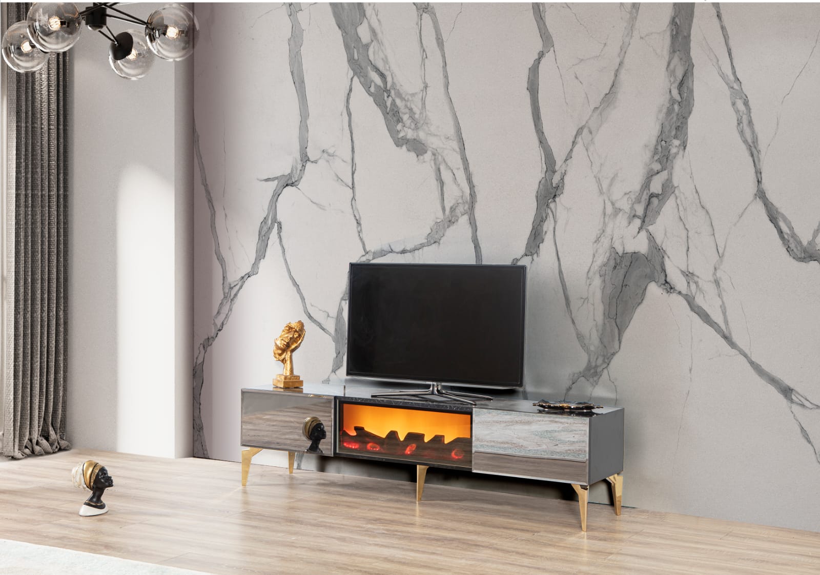 FLAMINGO ŞÖMİNELİ TV ÜNİTESİ (ELEKTRİKLİ)